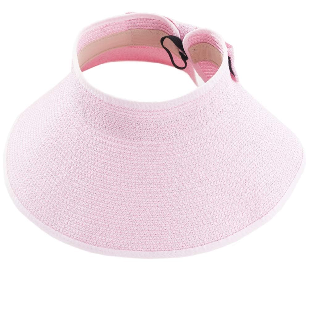 Ausuaya Women's Pink Beach Hats For Packable, Folding Straw Sun Hat Wide Brim & Ponytail For Uv Protection And Summer Travel Gb-Sm01 (Uk, Alpha, One Size, )