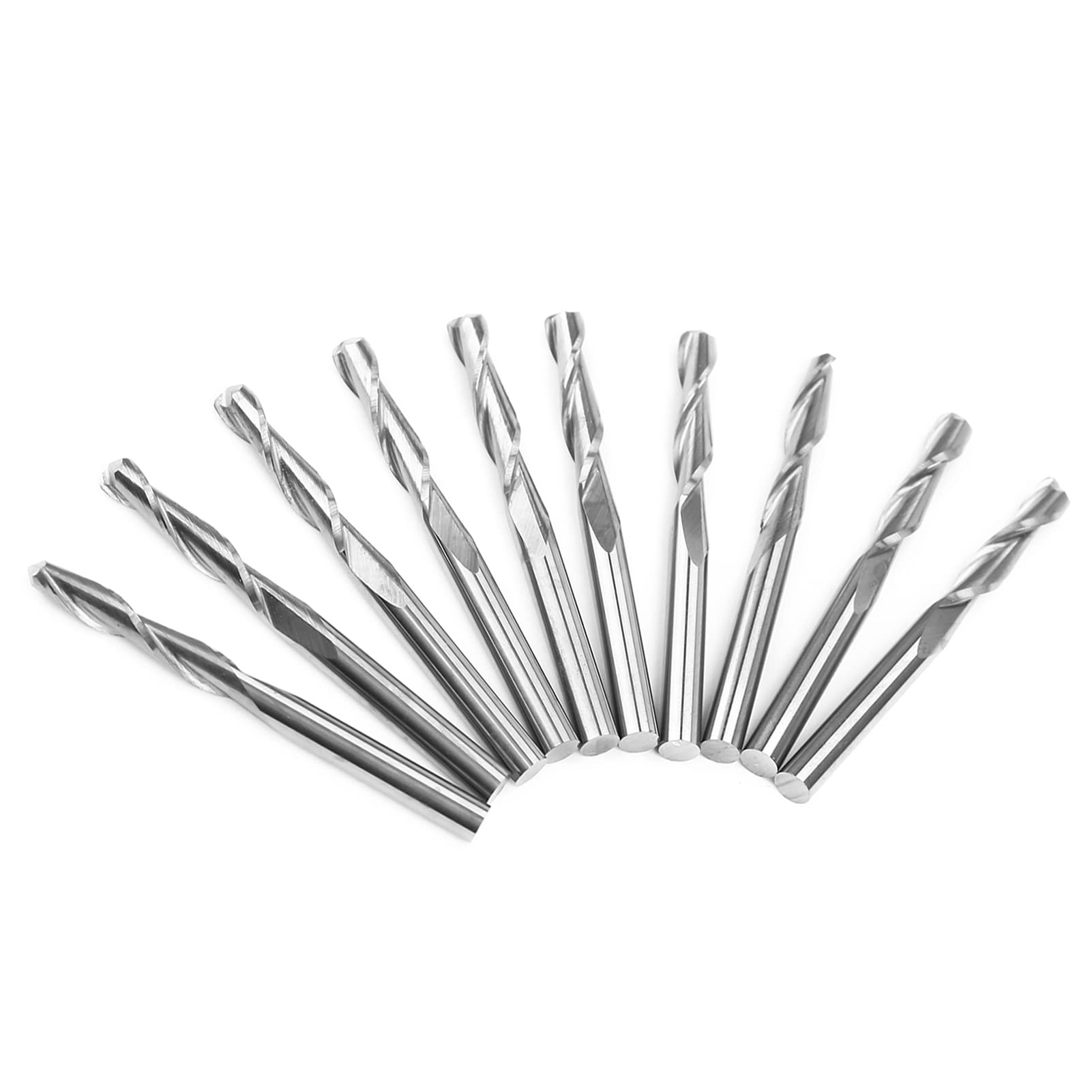 10 szt. Frez z końcówką kulową Podwójny flet Węglikowe bity CNC do cięcia Grawerowanie 3,175 x 17 mm