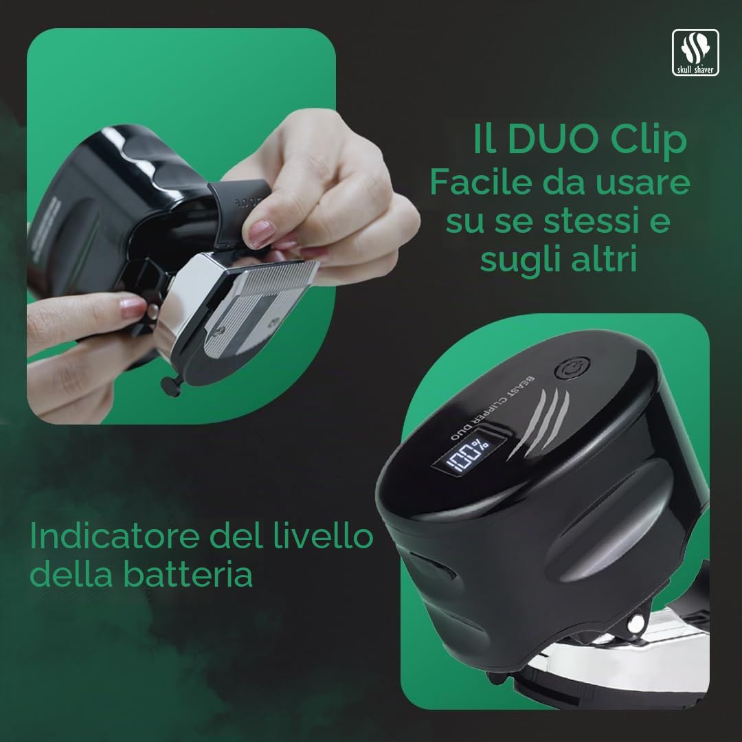 Skull Shaver Beast Clipper Duo - Kit di Cura per Barba e Capelli per Uomo - Tagliacapelli Senza Fili, Ricaricabile, Set Regalo | Kit di Cura per Barba e Capelli per Uomo, Tagliacapelli Senza Fili, Ricaricabile, Set Regalo