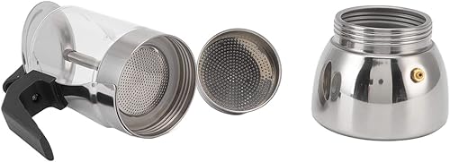Miniatura 2 de Cafetera de café expreso, cafetera portátil de vidrio para moka de acero inoxidable, cafetera italiana clásica para el hogar y el café (10.8 fl oz)