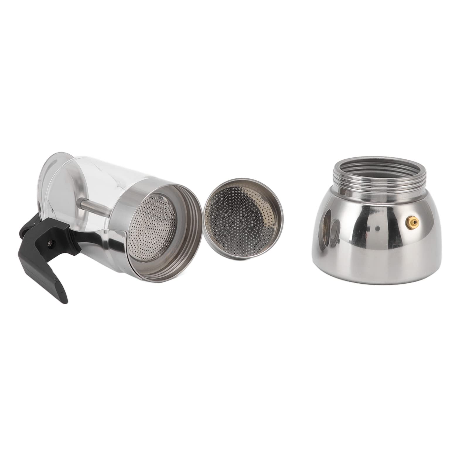 Italiana de Cristal Moka Pot de Acero Inoxidable Resistente Al Calor, Fácil de Limpiar para Uso Doméstico y Cafetería (300ML)