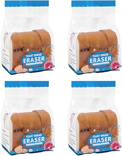 Tofficu 12 piezas de borradores lindos rompecabezas, borradores de lápiz 3D, tostadas de pan, recompensas de aula, regalos de fiesta, suministros de
