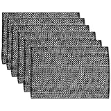 Sweet Home Collection 100% Cotton Placemats for Dining Room Rectangle Two Tone Woven Fabric 13' x 19' Soft Durable Table Mat Set, Set of 6, Black