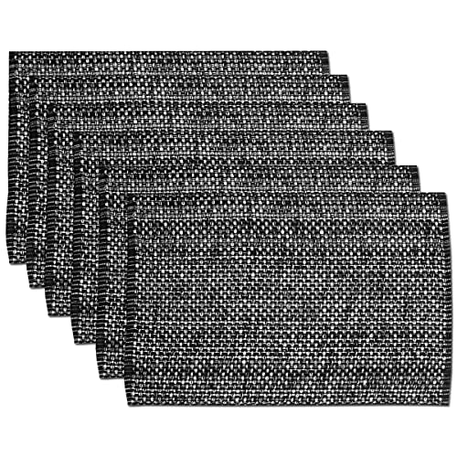 Sweet Home Collection 100% Cotton Placemats for Dining Room Rectangle Two Tone Woven Fabric 13" x 19" Soft Durable Table Mat Set, Set of 4, Black