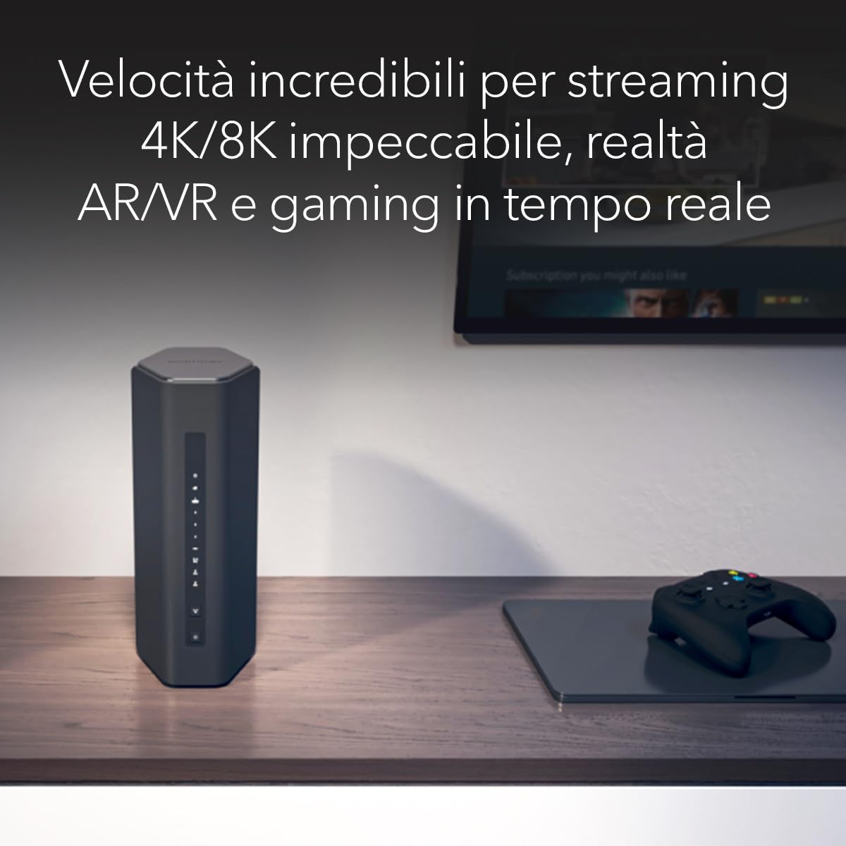 NETGEAR Router WiFi 7 Nighthawk Tri-band (RS500) - funzioni di sicurezza, velocità Wireless BE12000 (fino a 12 Gbps) - copre fino a 230 m2, 120 dispositivi - porta Internet da 2,5 GB
