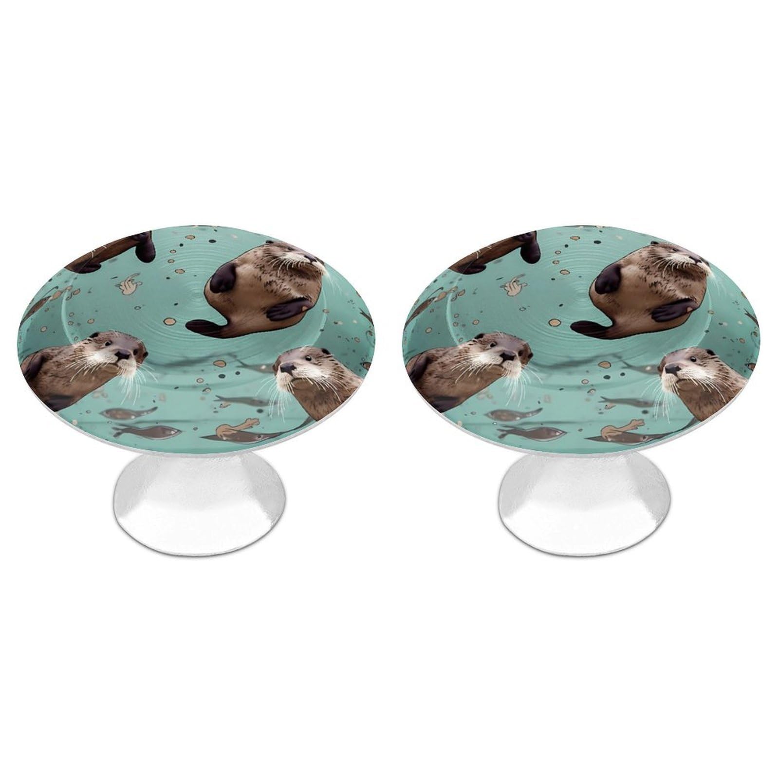 DWVTSLH Otters Cabinet Handles 2 Pack Stainless Steel Kitchen Drawer Pulls with Installation Screws Round Dresser Drawer Knobs 1.1 Inch Modern Cabinet Hardware Door Handles