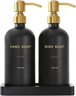 Prus Waso Black Soap Dispenser for Kitchen Sink, Gold & Black