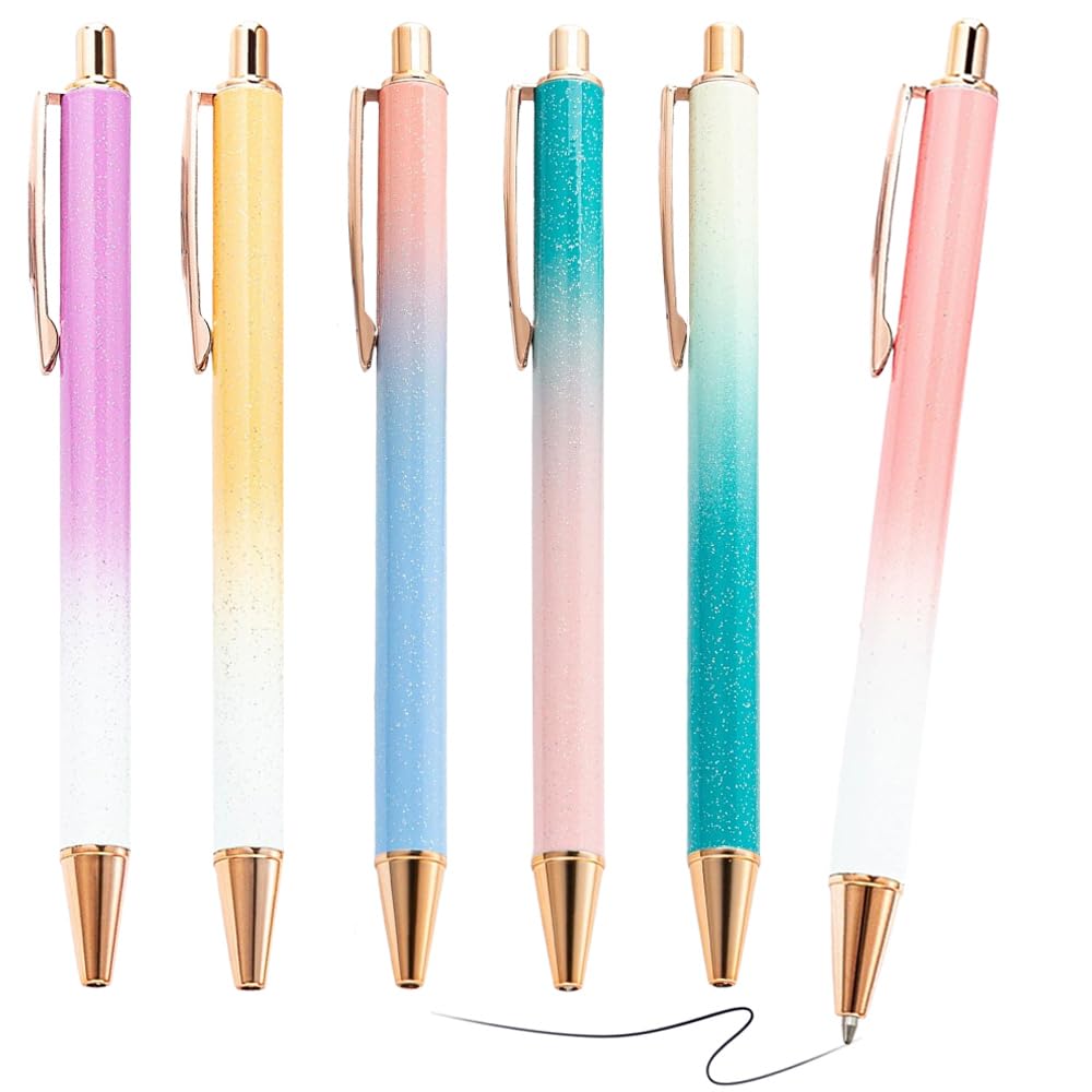 Belegao 6PCS Ballpoint Pens for Women Retractable 1.0mm Black Ink โ image 1