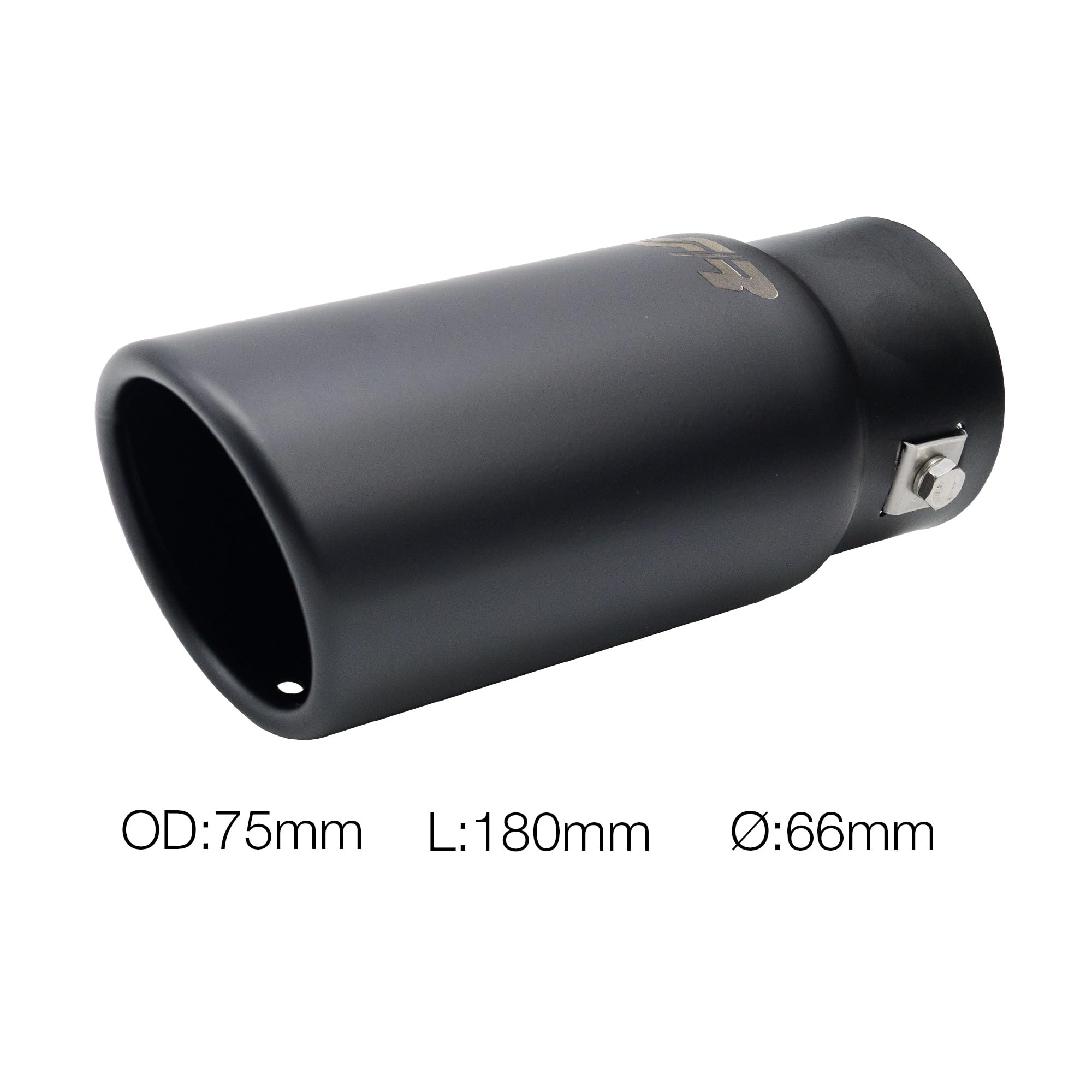 Simoni Racing TRX/01N Terminale di Scarico Universale, Uscita Singola inclinata 75 mm, in Acciaio Inox Nero