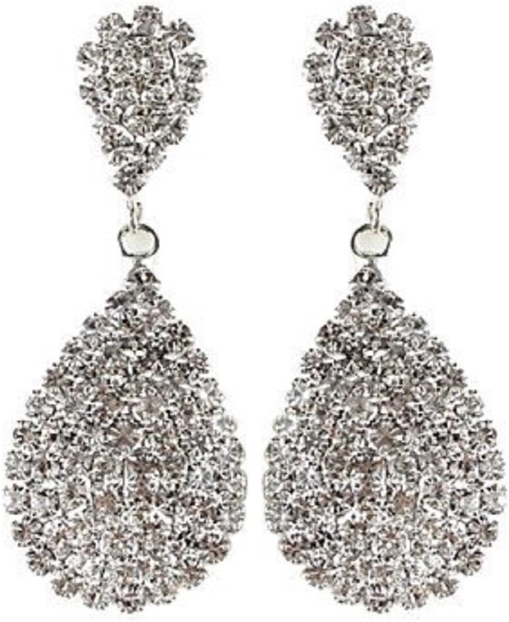 Ray Jewelry Women's Charming Silver Double Drops Earrings Silver 1.97 Inches