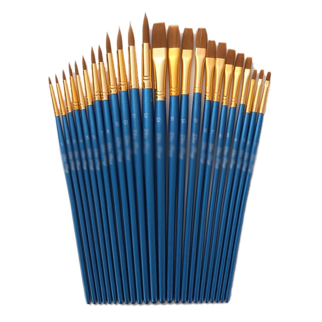 XBTGS Set di pennelli piatti in nylon e lana di nylon, asta con perla, pittura a olio, in legno, blu, come da mostra, blu
