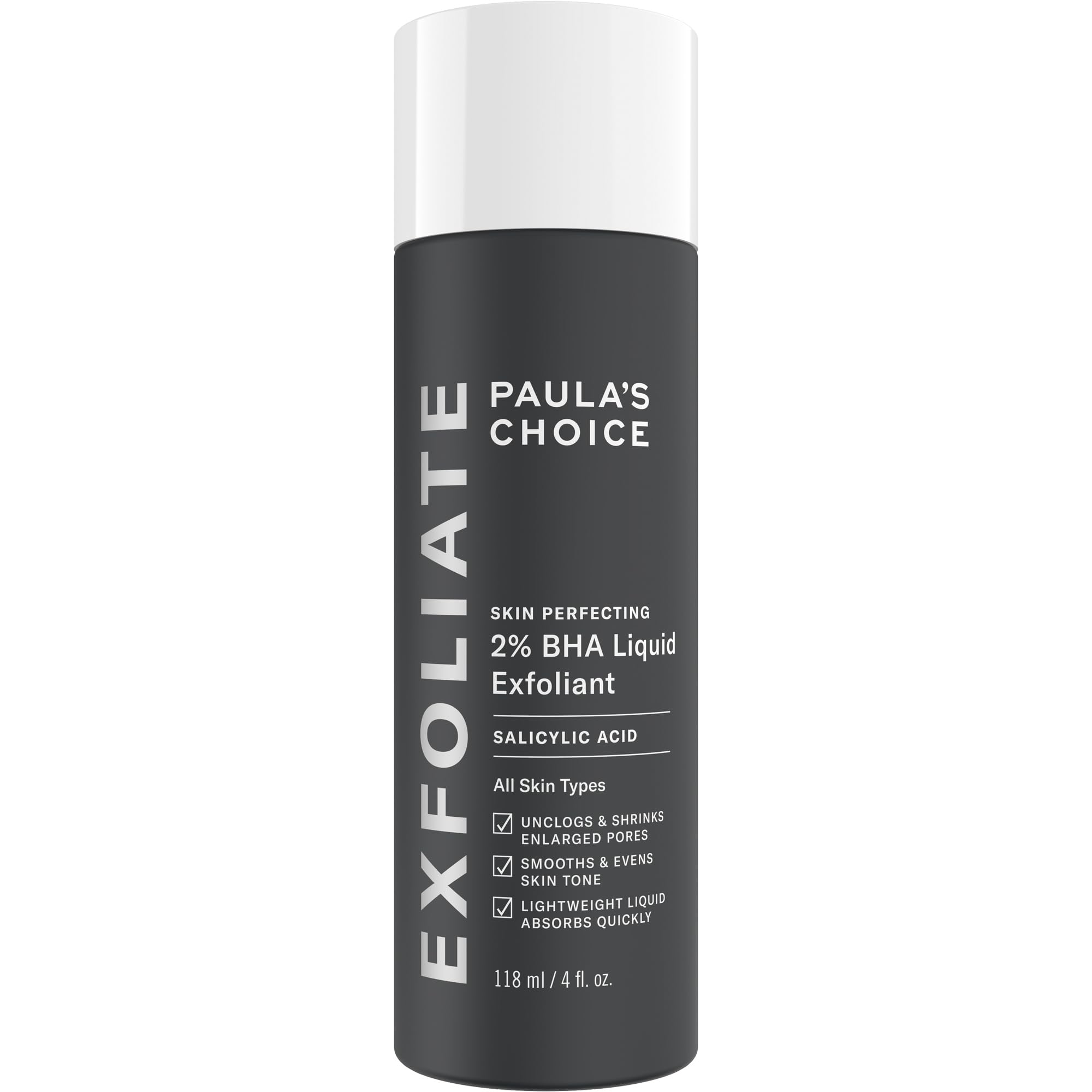 - Paula's Choice SKIN PERFECTING 2% BHA Liquid Exfoliant with Salicylic Acid, Facial Polish for Enlarged Pores, Wrinkles & Fine Lines, Suitable for Blackhead-Prone Skin, Fragrance-Free