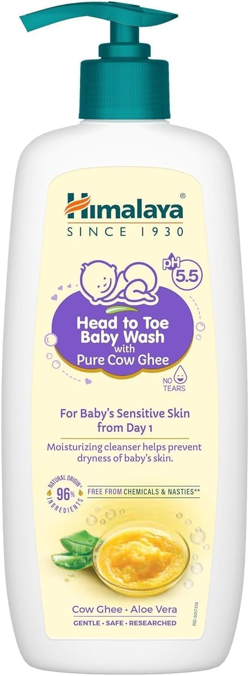 Head to Toe Baby Wash with Pure Cow Ghee 400ml | ph 5.5 | Aloe vera | Soap free | Safe for newborns | For baby's sensitive skin from day 1 | No Parabens | No Phthalates | No Sulphates | Pediatrician evaluated