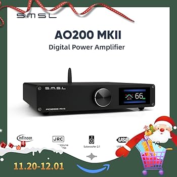 SMSL AO200 MKII HiFi Power Amplifier, 160Wx2 Mini Stereo Amplifier