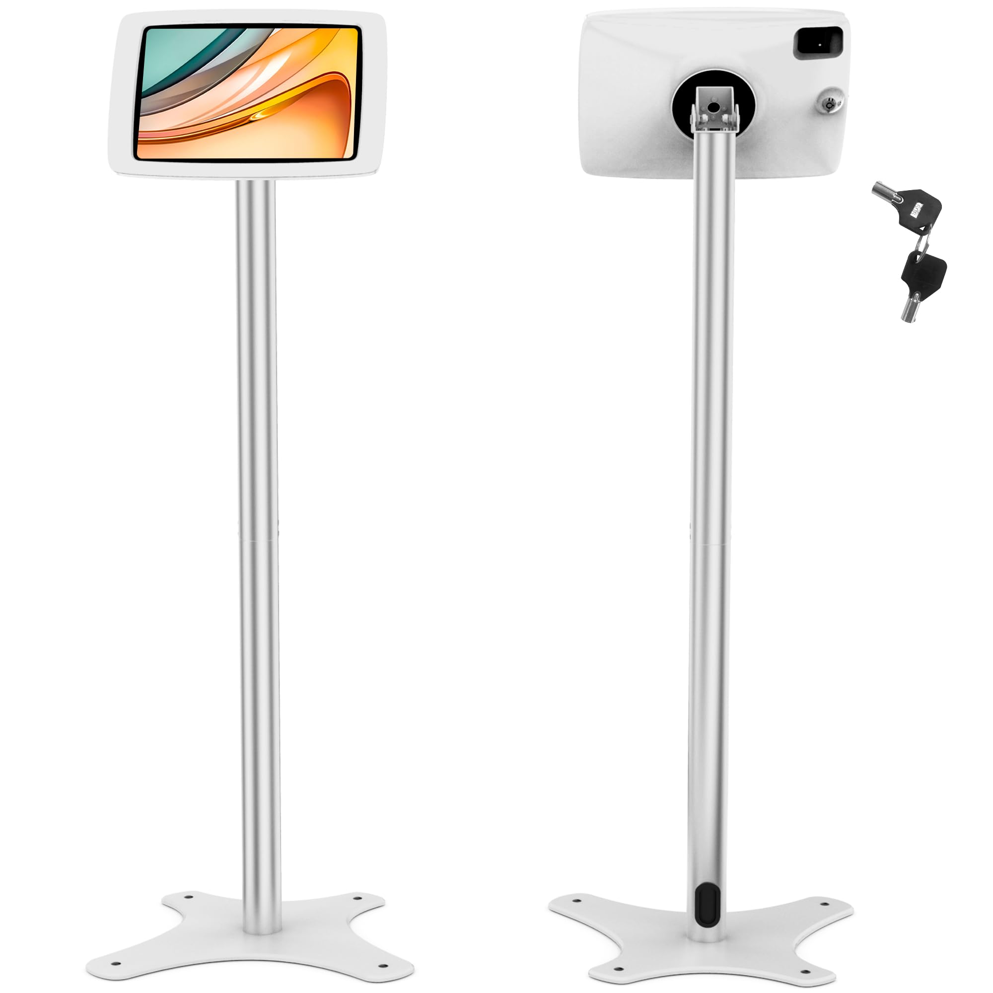 Beelta Tablet Floor Stand Anti-Theft Adjustable - Compatible with 10.9" iPad 10th, Pro 11" 1 2 3 4, Air 4 5, Air 11"(M2/M3/M4), iPad 11"(A16) - BSF302A