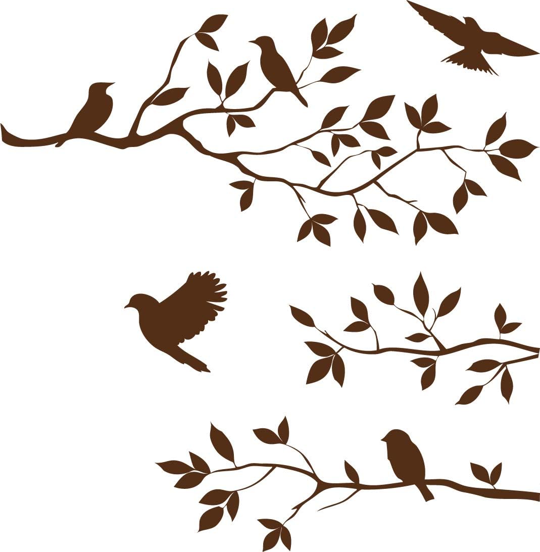 Burnish Birds & Blossoms Vinyl Wall Decal, 16 x 24-Inches