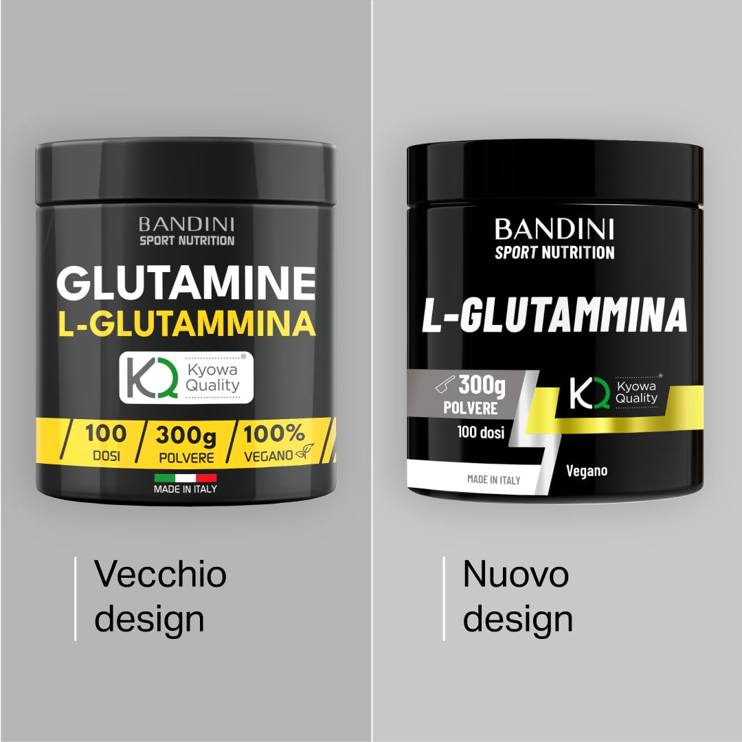 Bandini® L-Glutammina Kyowa® Quality Pura in Polvere - Aminoacido utile per Esercizi Fisici ad Alta Intensità - Rinforza la Massa Muscolare - Glutammina POWDER 100% Vegan - Confezione da 300g