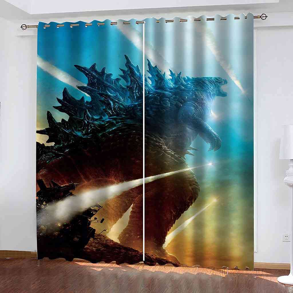 Rideau occultant à oeillets dragon anime 300x270cm lot de 2 pour décoration de salon et chambre