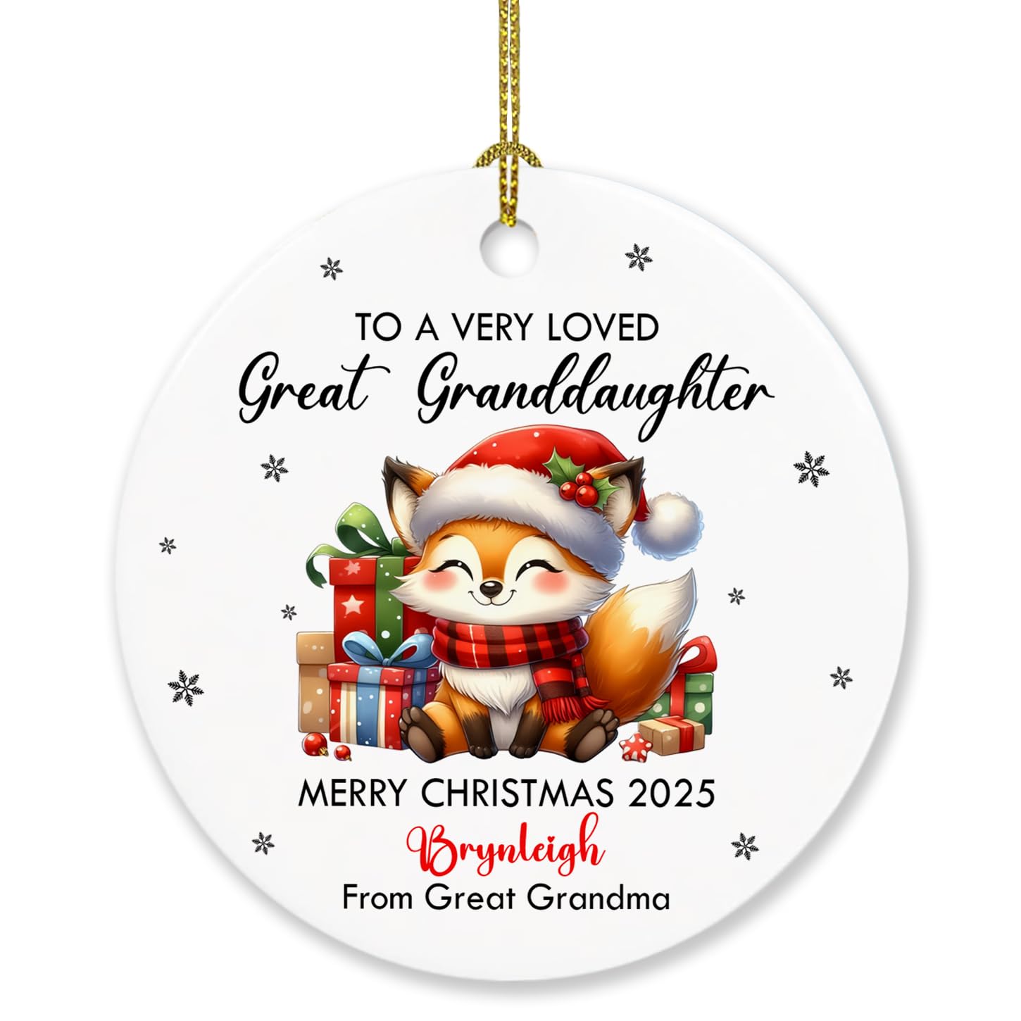 to A Very Loved Great Granddaughter Christmas Ornament 2025, Personalized Xmas Ornament Gift for Great Granddaughter, Custom Text Loved Great Granddaughter Xmas Ornament Gift from Great Grandparents