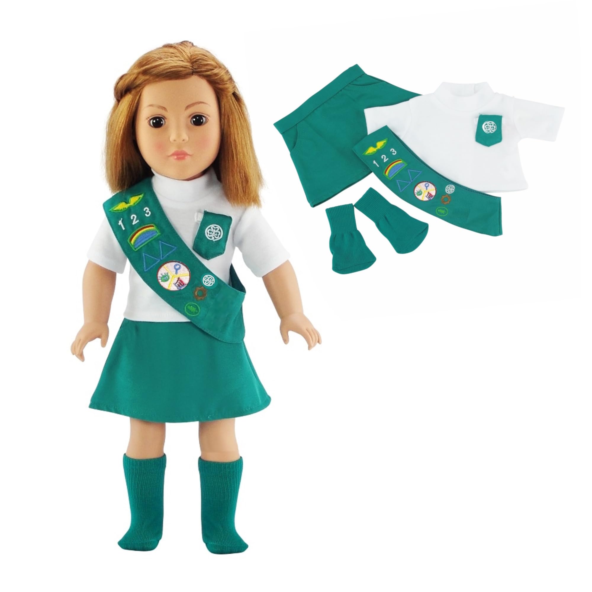 Emily Rose 18 Inch Doll Clothes Jr Junior Girl Scout 18" Doll Clothing Uniform Outfit | Officially Licensed by Girl Scouts of The USA | American