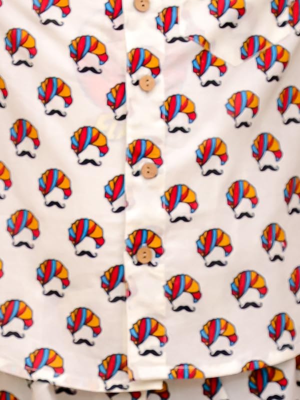 Image of superminis Boys Coordinated Set With Printed Rayon /Cotton Shirt and Shorts