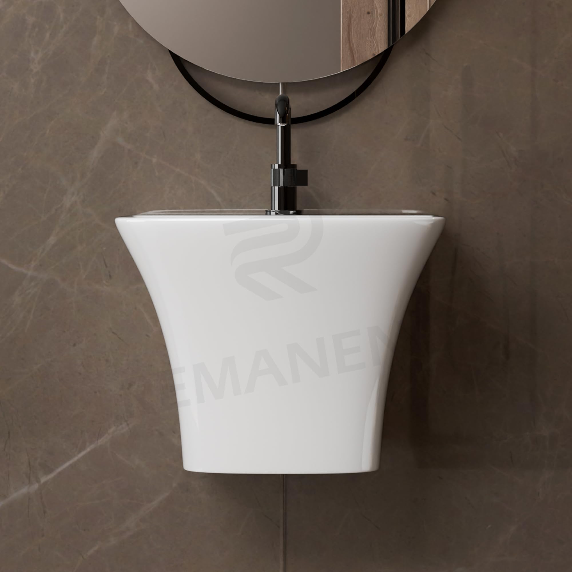 Luxury Wall Mounted Wash Basin - White Ceramic -3