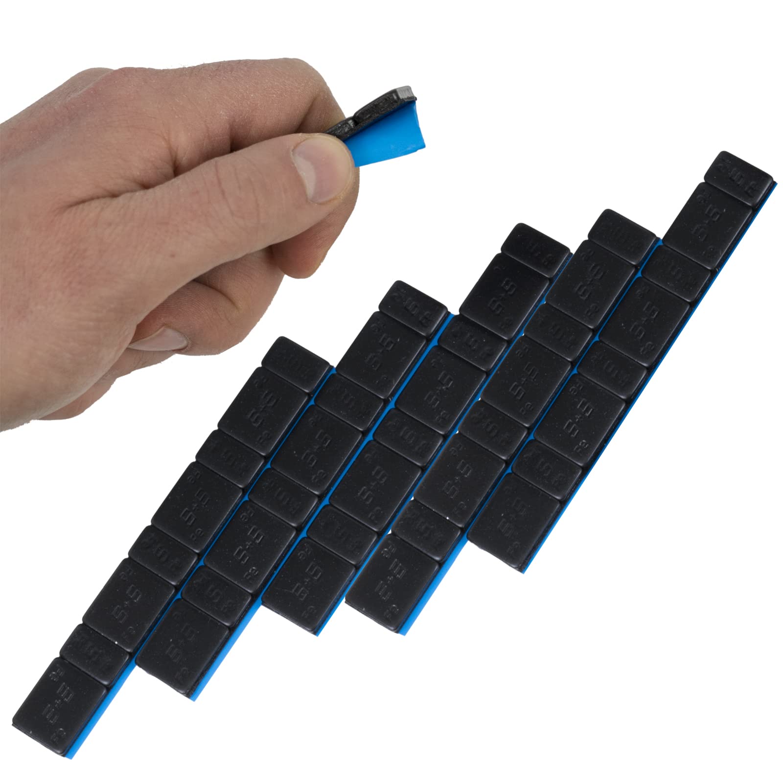 HASKYY 100x Pesos de Equilibrio 6KG Negras para Ruedas 4x5g + 4x10g Barras Adhesivas Tira de Acero on Revestimiento de plástico 60g