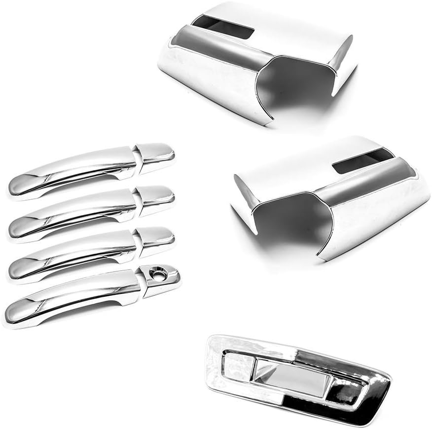 Sizver Chrome Door Mirror+Door Handle+Tailgate Covers For