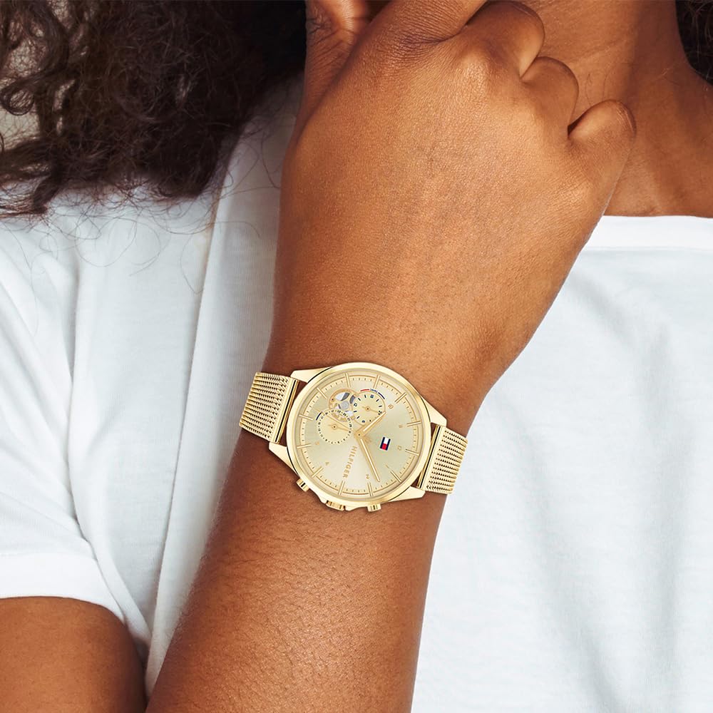 Tommy Hilfiger Multi Zifferblatt Quarz Uhr für Damen mit Edelstahlarmband