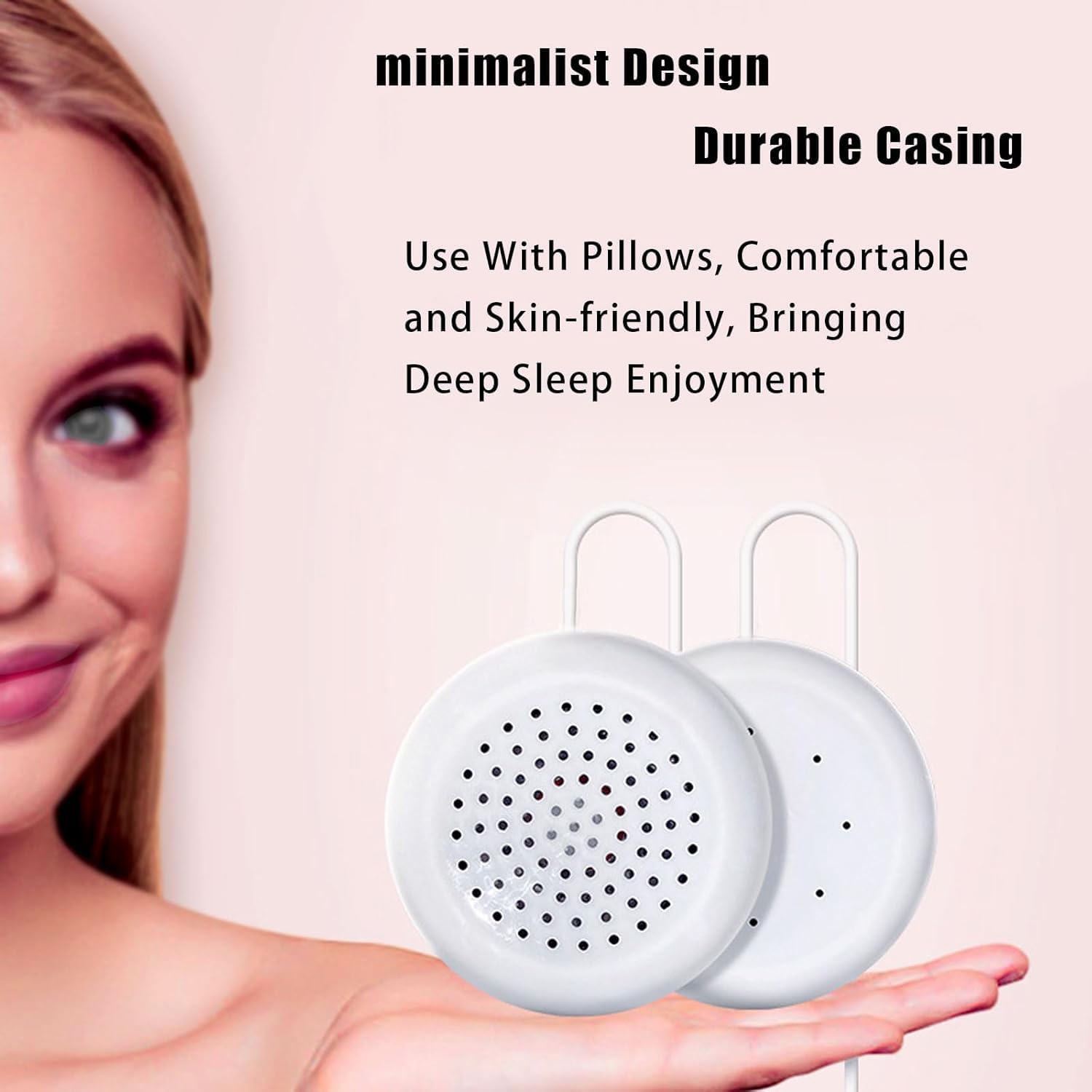 Flylin Altoparlante per Cuscino, Doppio Mini Altoparlante Stereo Migliorato, Bianco Rotondo, Cavo 3.5mm, Compatibile con Telefono, MP3 e CD, per Dormire e Rilassarsi