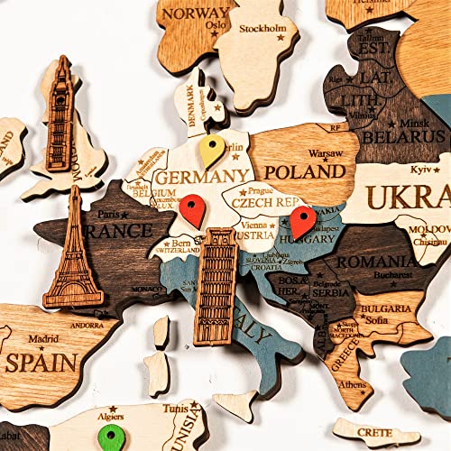 Buy 3D Wood World Map Wall Art Large, Wooden world map wall decor