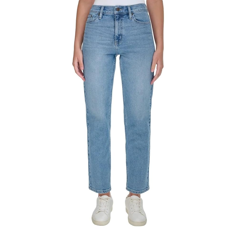 Calvin Klein Women High Rise Straight Leg Jean (Light Blue