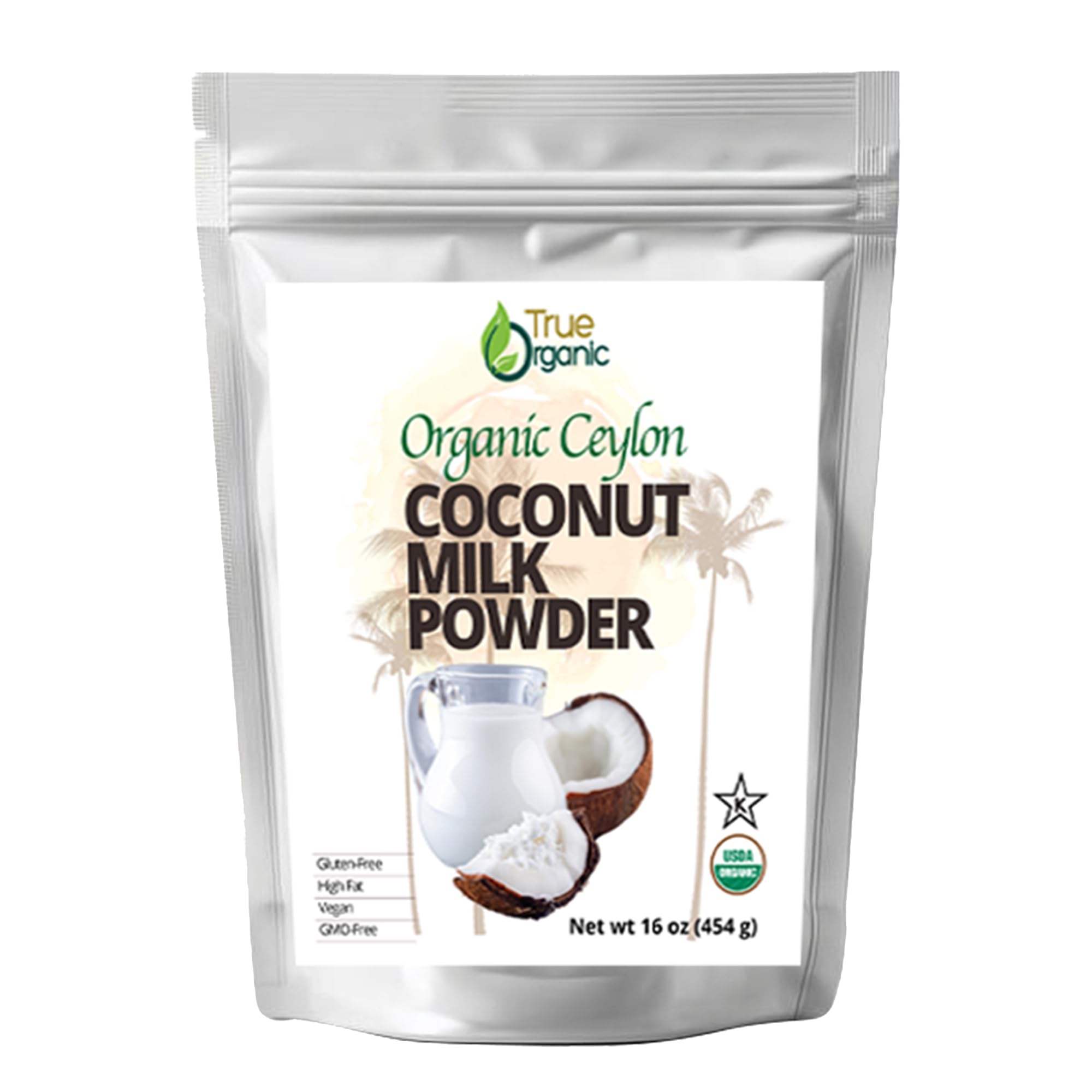 True Organic Coconut Milk Powder, 1 Lb | USDA & Kosher | Plant-Based Creamer for Coffee, Tea & Smoothies | Non-GMO, Gluten-Free | powdered coconut milk