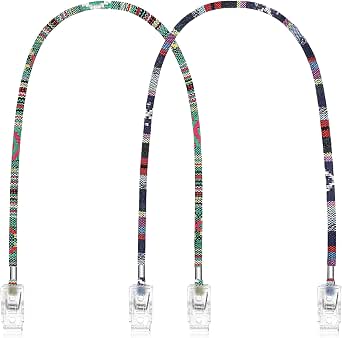 Pack Of 2 Napkin Chain Clips - Folklore Style Bib Clips With Alligator Clips (47 Cm, Blue & Green) - View #4