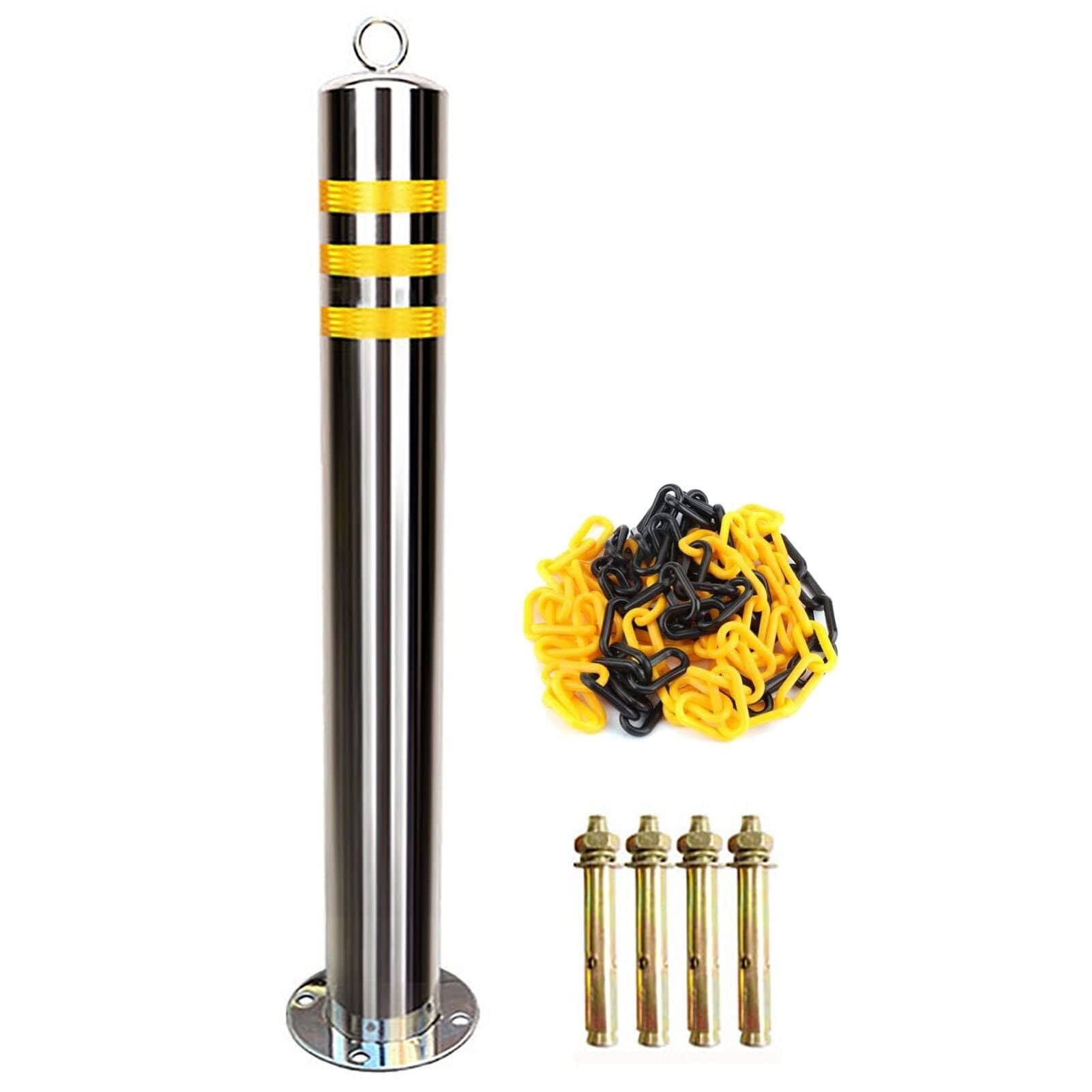 HCZKIUJY Bollard Post Parking Barrier with Chain and Expansion Bolts,Stainless Steel Bollards for Parking Space