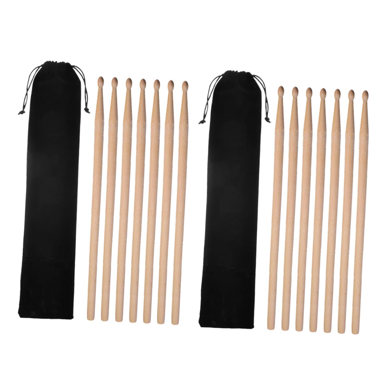 SUPVOX 2 set Bacchette per Batteria in Legno d Acero con Sacchetto in Velluto Protettivo Resistenti e Flessibili per Scuola Elementare e Asilo Bacchette Percussioni Classic