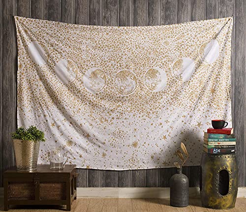 Aakarshan Tarot Tapestry Moon Lit 7 Star Mysterious Medieval Psychedelic Divination Wall Hanging Indian Cotton Tapestries Throw Hippie Mandala Boho Bedding Yoga Meditation