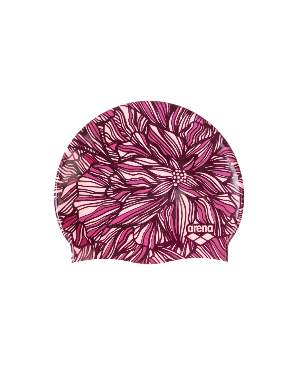 Arena Print 2 Unisex Silicone Swim Cap for Adults, Women and Men Intensive Training Swimming Gear Accessories Comfortable Non-Slip Long Hair Swimming Hat, Shocking Pink/Multi