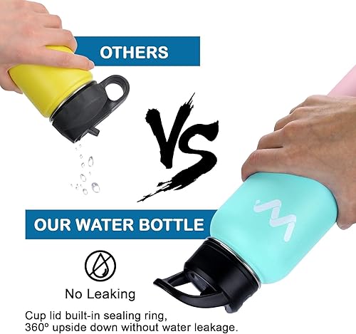 Miniatura 8 de WEREWOLVES Botella de agua aislada con asas de paracaídas, correa, tapa de popote y tapa de boquilla, botella de agua reutilizable de boca ancha al