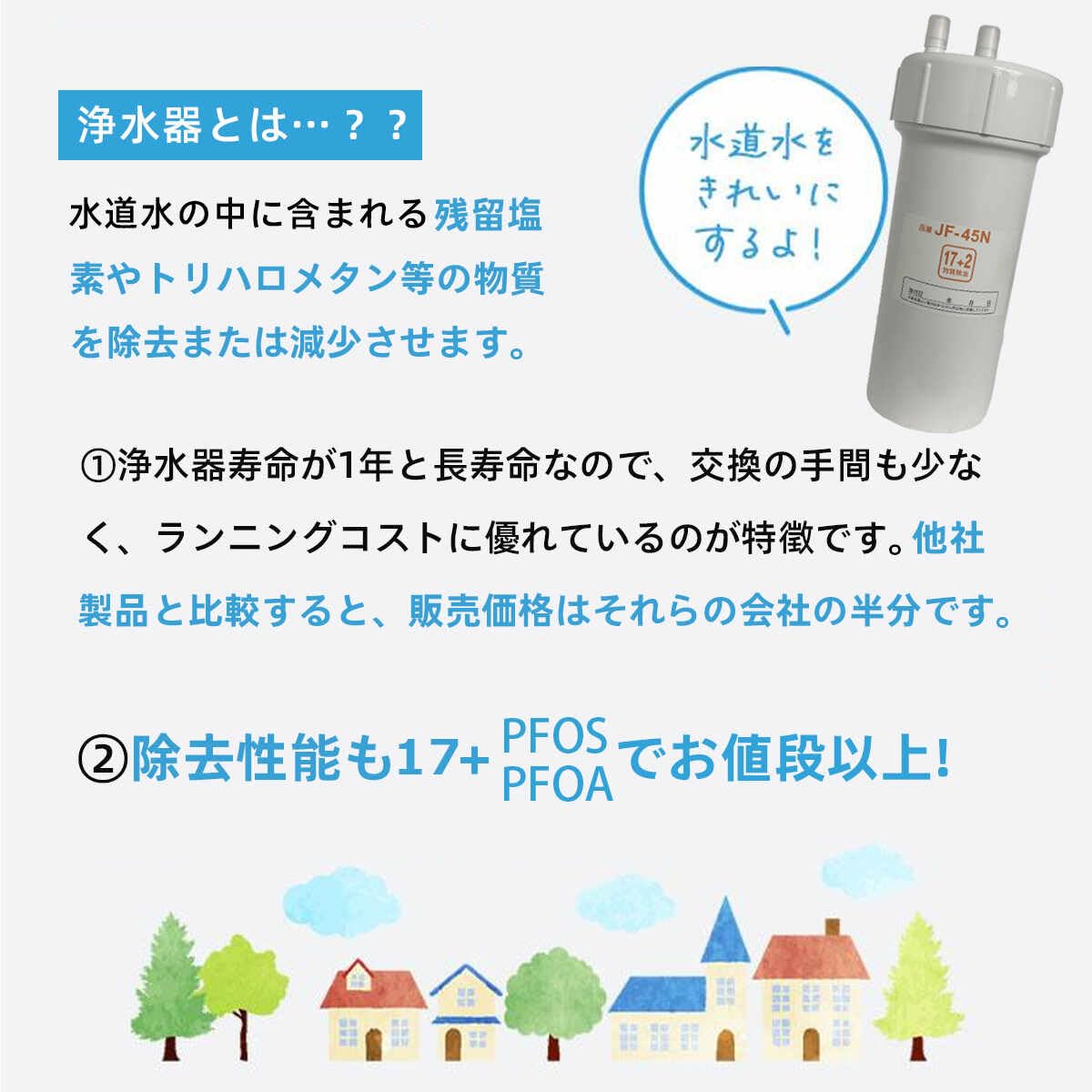 Amazon | 浄水器カートリッジ 交換用 JF-45N 高性能 17+2種類有害物質