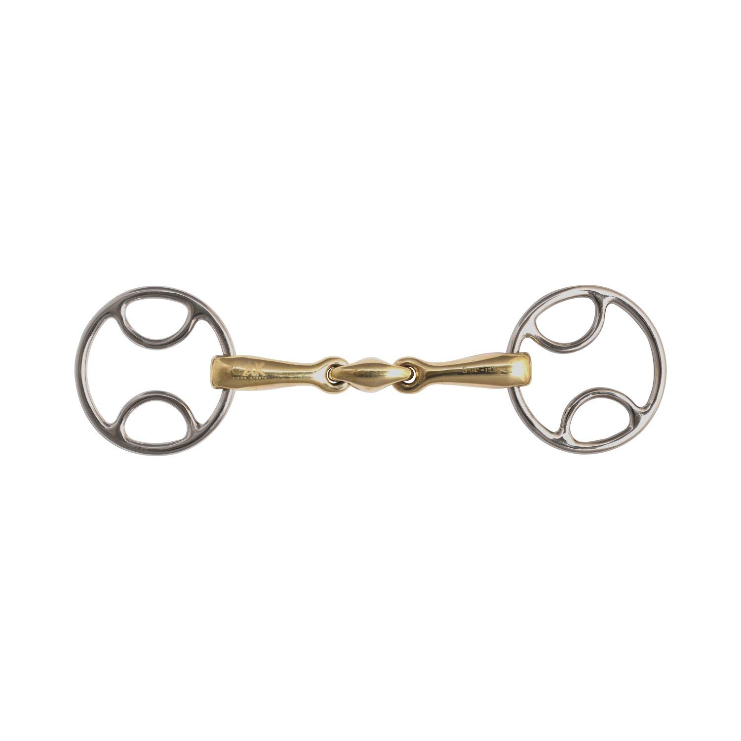 AK Mors biseauté à anneau lâche avec embouchure en argent allemand à double brisure Horse Bits AKRS-2628 (4.75'', German/Silver)