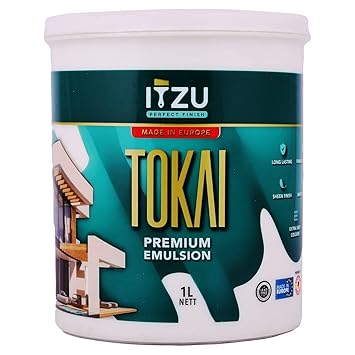 ITZU Tokai Emulsion Paint 1L All Surface Anti-Bacterial Fungus Resistance White Coating Sheen Finish Paints for Wall Ceiling Painting