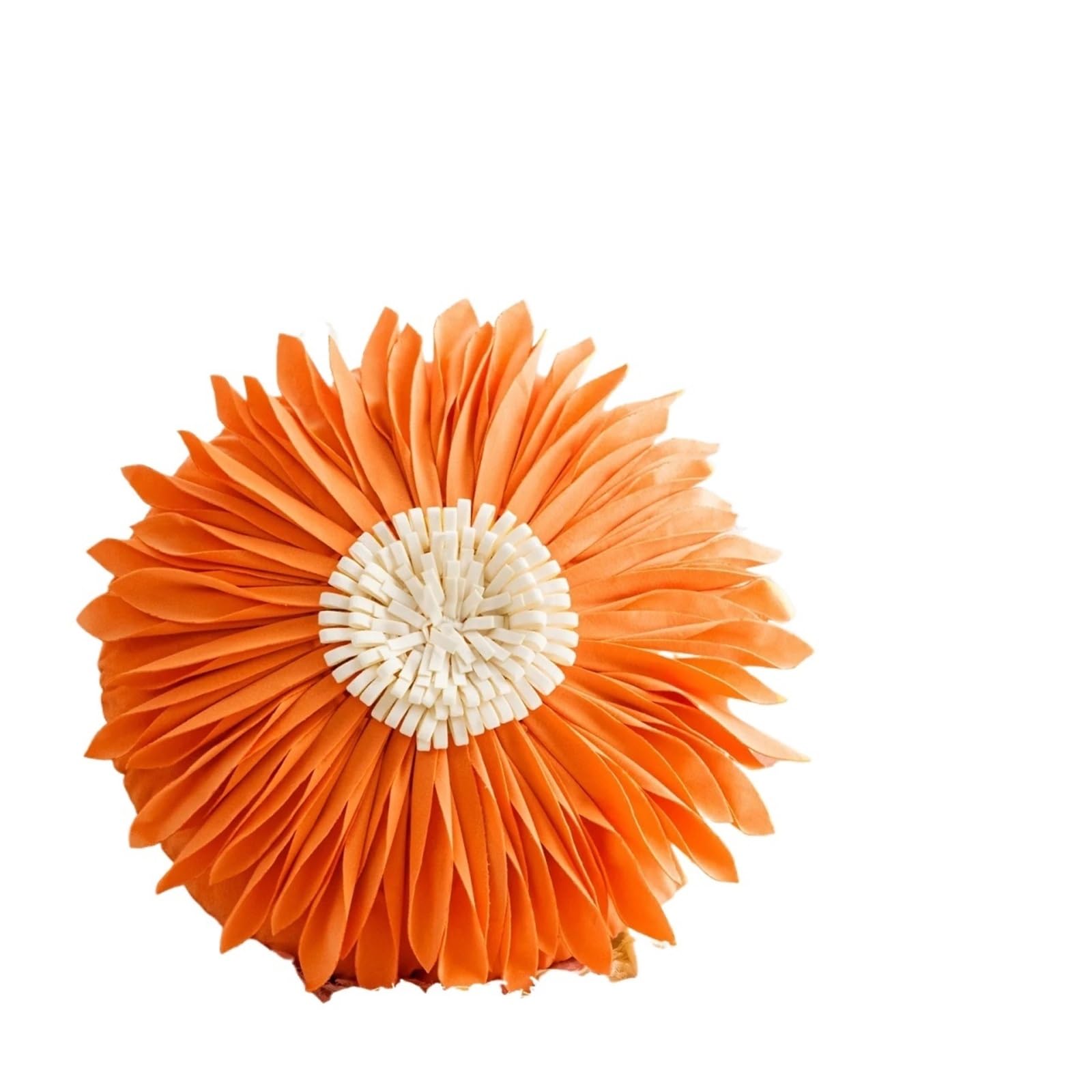 LCKKJHG Velvet 3D Three-dimensional Chrysanthemum Cushion Cover Manual Splice Pillowcase White Round Pillow Covers(Orange)