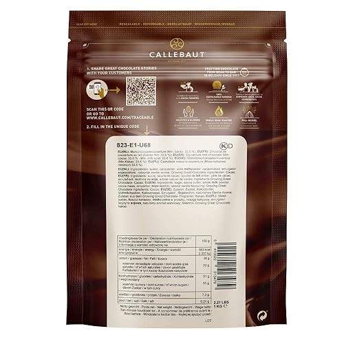 Miniatura 3 de Callebaut No 823 mejores caletas de chocolate con leche belga Couverture 33.6% - 2.2 lbs