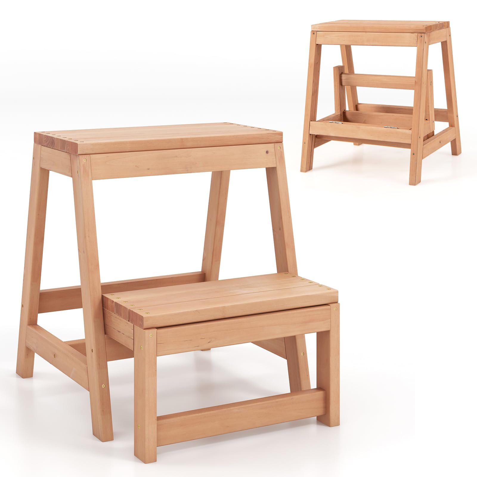 GYMAX Foldable Step Stool, 2-Tier Foot Stools for Adults and Kids — image 1