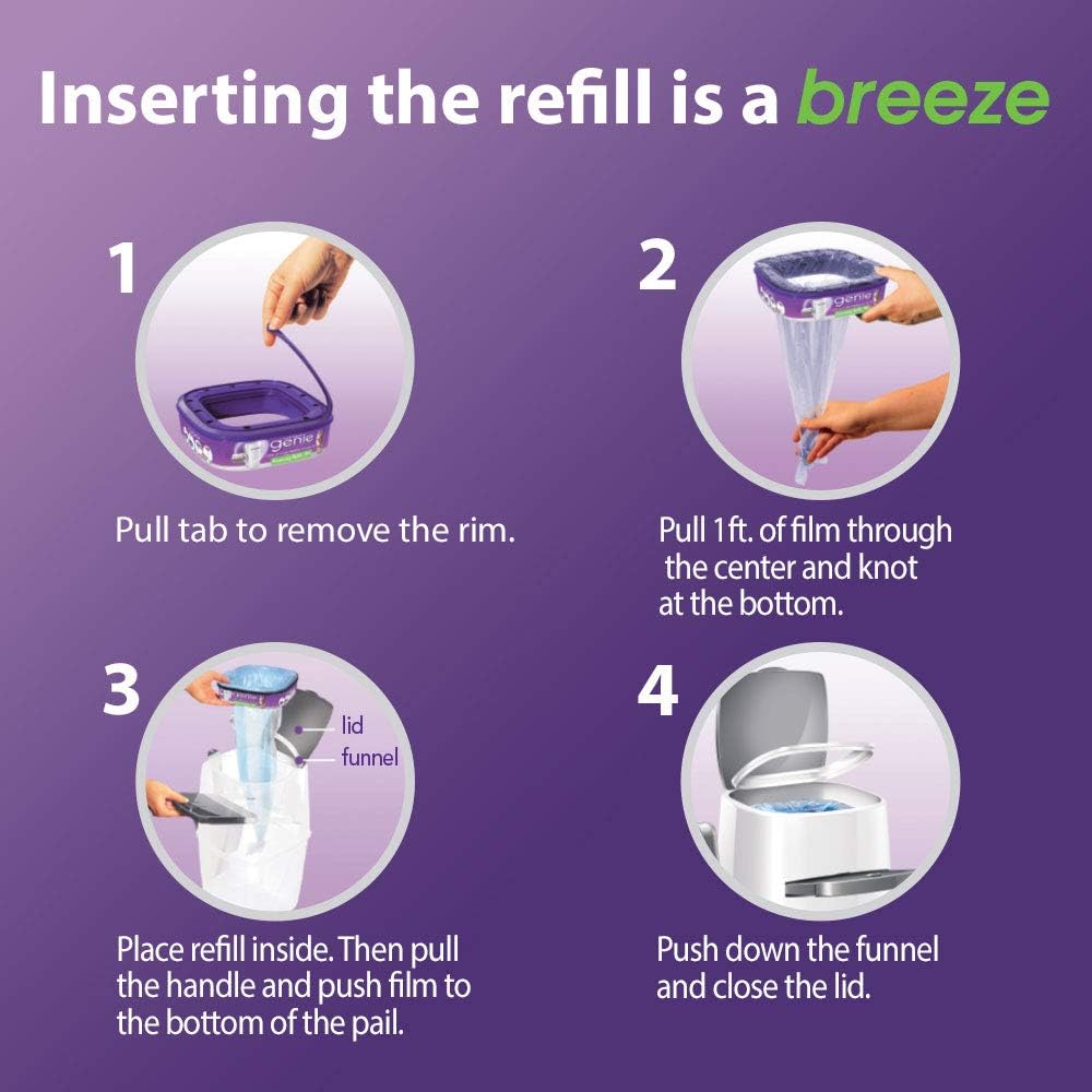 Litter Genie Ultimate Cat Litter Disposal System Refills, Lock Away Odors, Purple ,12 Cartridges : Pet Supplies