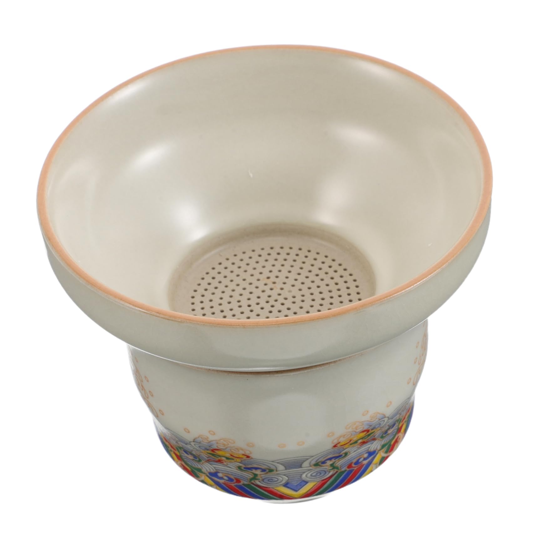Luxshiny Elegant Ceramic Tea Strainer with Integrated Drip Bowl Base Vintage Porcelain Filter for Chinese Gongfu Tea Ceremony for Home Gifting Convenient Loose Leaf Brewing Tool