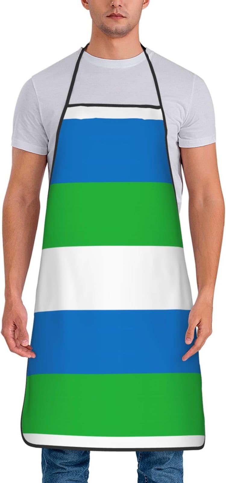 Sierra Leone flag Apron. Stylish full-width printed apron, 100% polyester waterproof kitchen apron.