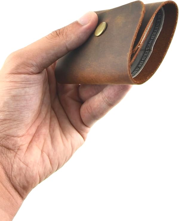 Real Leather Snap Paper Banknote Wallet, Real Leather Snap Paper Money Wallet (taba)