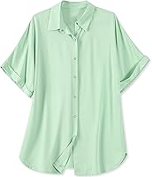 Vista 15 de Blusa suave casual de manga corta con broche frontal para mujer